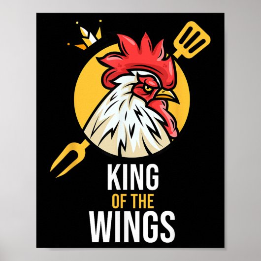 Grappige Chicken King Wings Fans BBQ Drumstick Gif Poster (Voorkant)