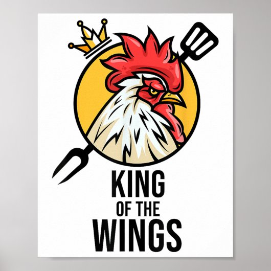 Grappige Chicken King Wings Fans BBQ Drumstick Gif Poster (Voorkant)