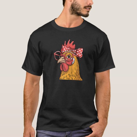 Grappige Chicken Lady Rooster Hen Dragen Bandana W T-shirt (Voorkant)