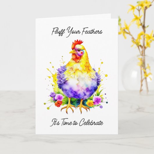 Grappige Chicken Puns Verjaardag Kaart (Gele Bloem)