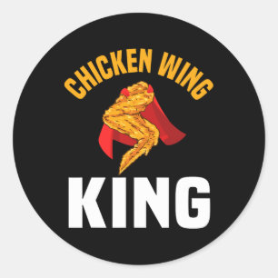 Grappige Chicken Wing King Ontwerp Fast Food Manne Ronde Sticker