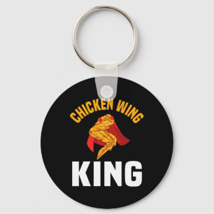 Grappige Chicken Wing King Ontwerp Fast Food Manne Sleutelhanger