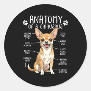 Grappige Chihuahua Anatomie Van Een Chihuahua Hond Ronde Sticker