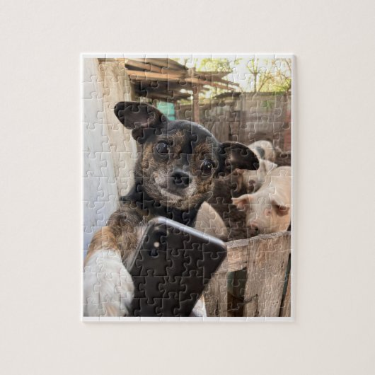 Grappige Chihuahua Boerderij Hond Legpuzzel (Verticaal)