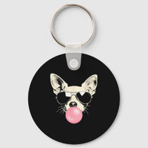Grappige Chihuahua Bubblekauwgom Zonnebril Hond Sleutelhanger