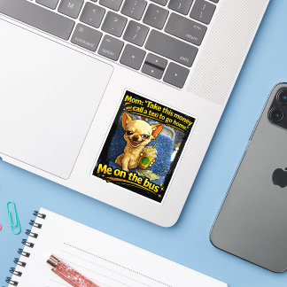 Grappige Chihuahua Bus Meme Tiener Cadeau Sticker