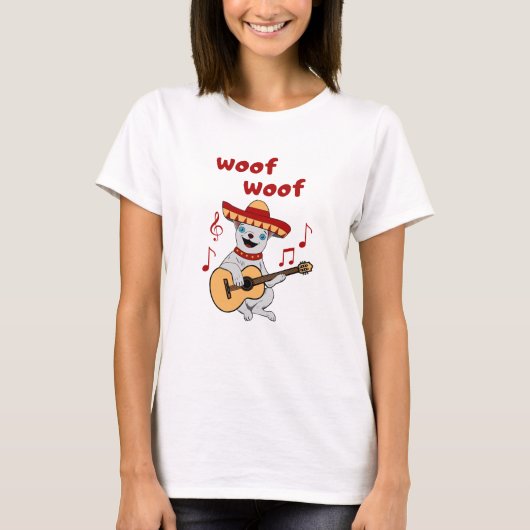 Grappige Chihuahua die gitaar speelt. Schattigee h T-shirt (Voorkant)