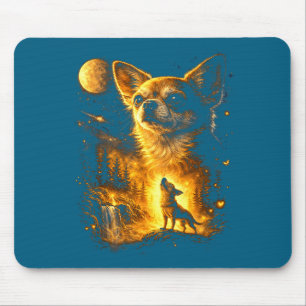 Grappige Chihuahua die naar de Maan huilt Mystieke Muismat