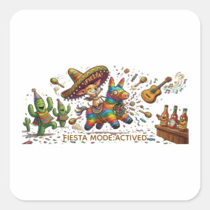 Grappige Chihuahua die op Piñata Feest Verjaardag  Vierkante Sticker