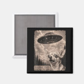 Grappige Chihuahua Grafische Alien Ufo Vintage Bew Magneet (Voorkant / Achterkant)
