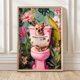 Grappige Chihuahua-hond-badkamerprint, hond op het Poster