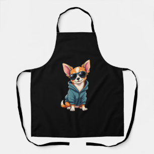 Grappige Chihuahua-hond gemakkelijk afgeleid door Schort