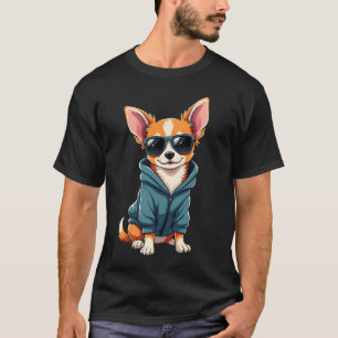 Grappige Chihuahua-hond gemakkelijk afgeleid door T-shirt
