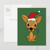Grappige Chihuahua Hond in Santa Hat Feestdagenkaart (Voorkant / Achterkant)