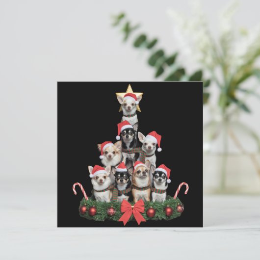 Grappige Chihuahua Hond Kerstboom Kerstmis Feestdagenkaart (Staand voorkant)