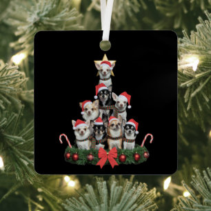 Grappige Chihuahua Hond Kerstboom Kerstmis Metalen Ornament