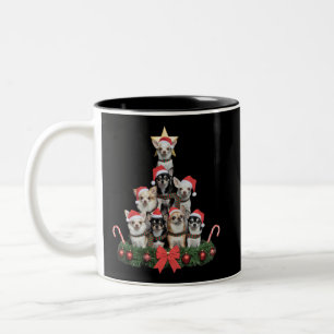 Grappige Chihuahua Hond Kerstboom Kerstmis  Tweekleurige Koffiemok