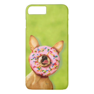 Grappige Chihuahua-hond met sproeidonut op neus Case-Mate iPhone Case