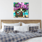 Grappige Chihuahua hond op vakantie Palmbomen Canvas Afdruk (Insitu (Slaapkamer))