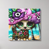 Grappige Chihuahua hond op vakantie Palmbomen Canvas Afdruk (Voorkant)