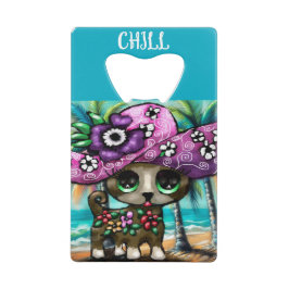 Grappige Chihuahua hond op vakantie Palmbomen Creditkaart Flessenopener