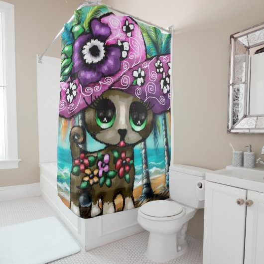 Grappige Chihuahua hond op vakantie Palmbomen Douchegordijn (In situ)