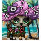 Grappige Chihuahua hond op vakantie Palmbomen Douchegordijn (Voorkant)