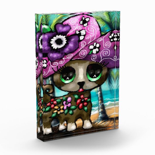 Grappige Chihuahua hond op vakantie Palmbomen Fotoblokken (Links)