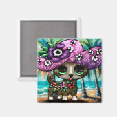 Grappige Chihuahua hond op vakantie Palmbomen Magneet (Voorkant / Achterkant)