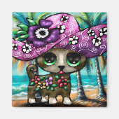 Grappige Chihuahua hond op vakantie Palmbomen Magneet (Voorkant)