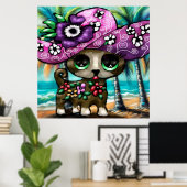 Grappige Chihuahua hond op vakantie Palmbomen Poster (Thuiskantoor)