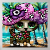 Grappige Chihuahua hond op vakantie Palmbomen Poster (Voorkant)