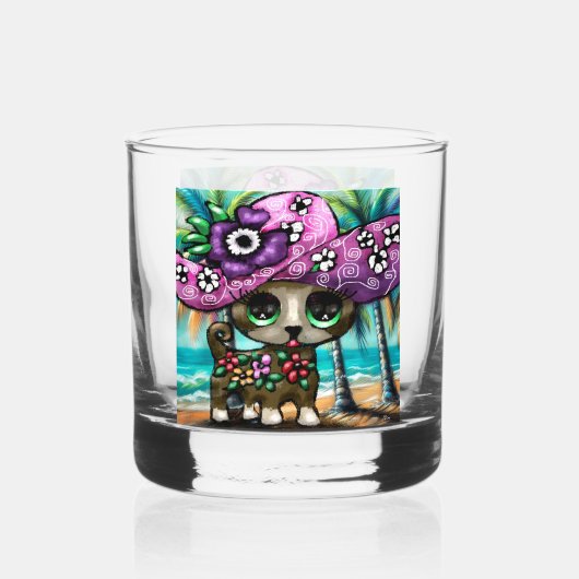 Grappige Chihuahua hond op vakantie Palmbomen Whisky Glas (Voorkant)