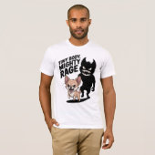 Grappige Chihuahua hond "Tiny Body, Mighty Rage" T-shirt (Voorkant volledig)