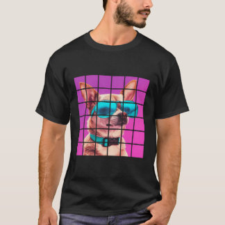 Grappige Chihuahua Hond Vaporwave Graphic T-shirt