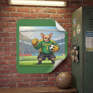 Grappige Chihuahua-hond voetbal doelman Vierkante Sticker