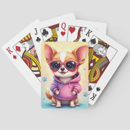 Grappige Chihuahua Kawaii Hond Pokerkaarten (Achterkant)