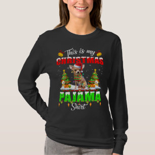 Grappige Chihuahua Kerstmis Pyjama Santa Hoed Xmas T-shirt