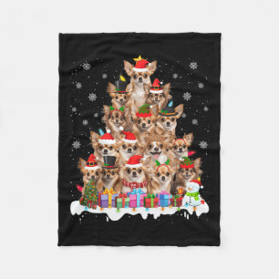 Grappige Chihuahua kerstverlichting boom Hondenlie Fleece Deken