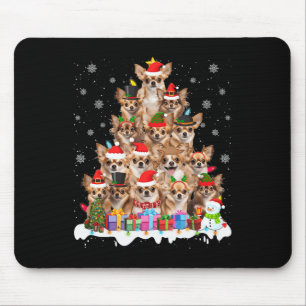 Grappige Chihuahua kerstverlichting boom Hondenlie Muismat