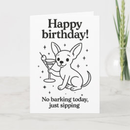 Grappige Chihuahua Martini Verjaardagskaart Kaart