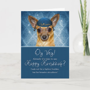 Grappige Chihuahua met een Jarmulke tijdens Hanukk Feestdagen Kaart
