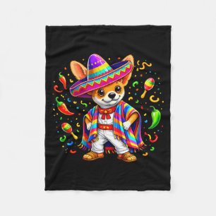 Grappige chihuahua Mexicaanse sombrero hond cinco  Fleece Deken