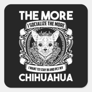 Grappige Chihuahua Moeder Puppy Hond Vader Cartoon Vierkante Sticker