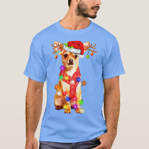 Grappige Chihuahua Santa Hat Xmas Lights Gift Dog T-shirt
