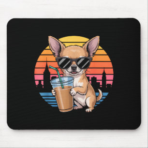 Grappige chihuahua zonnebril gekoelde koffie vinta muismat