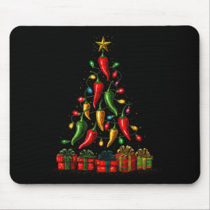 Grappige Chili Pepers Kerstboom Grafisch  Muismat