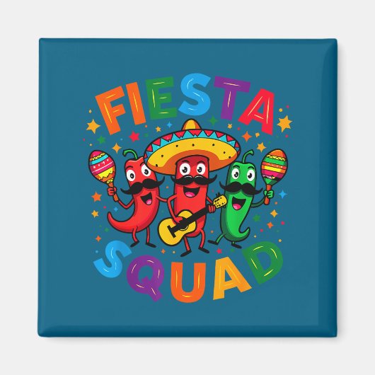 Grappige chilipepers feest squad cinco de mayo magneet (Voorkant)