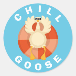 Grappige Chill Goose zomervakantie strand Gekke re Ronde Sticker