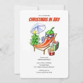 Grappige Chilli Kerstmis in Juli Zomer Zwembadfees Kaart